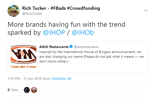 AW Restaurants Tweet